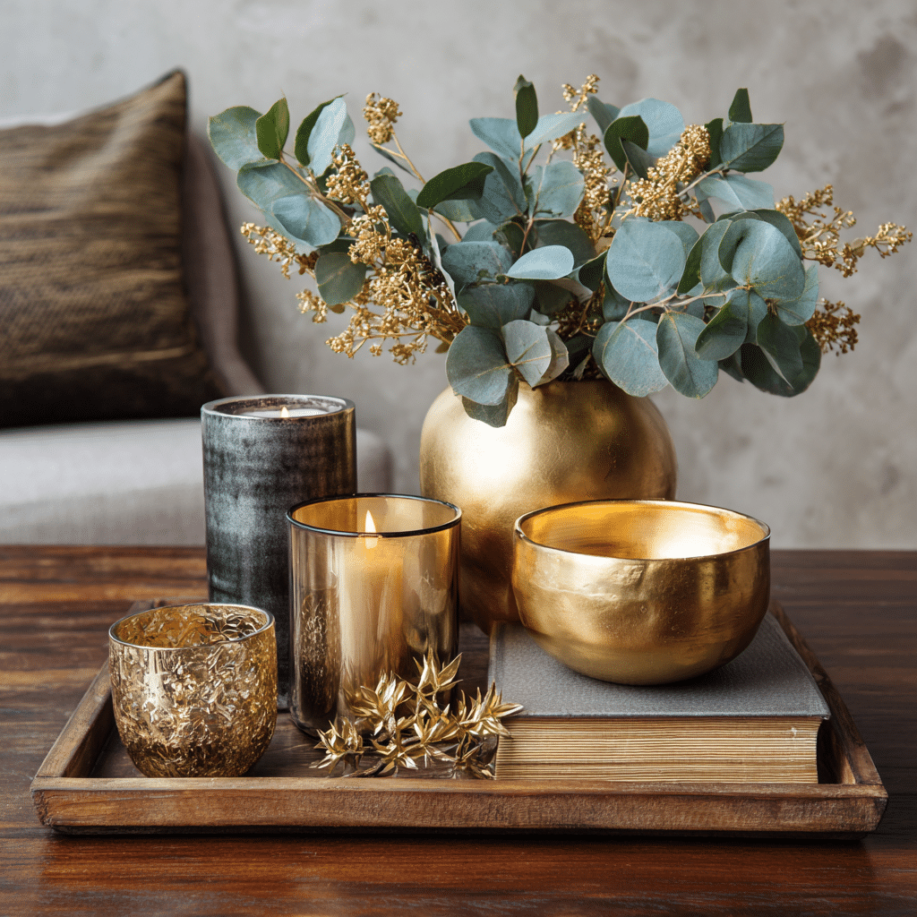 24 Coffee Table Styling Secrets to Elevate Your Living Room 15 u7331937832 Add Something Shiny Metallics like brass or gold d81a9eb9 0266 475a 94b5 fbebc61541cd 3
