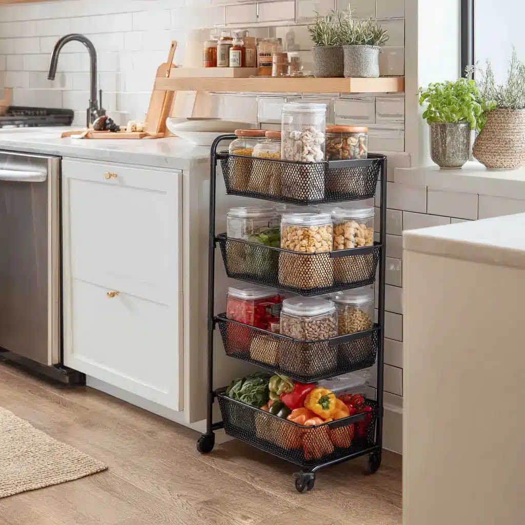 15 Brilliant Kitchen Pantry Ideas to Keep Your Space Organized 14 u7331937832 Add a Rolling Cart A small rolling cart adds bonu 4b46c4f9 dd27 41a6 81cf da977cfdf536 3