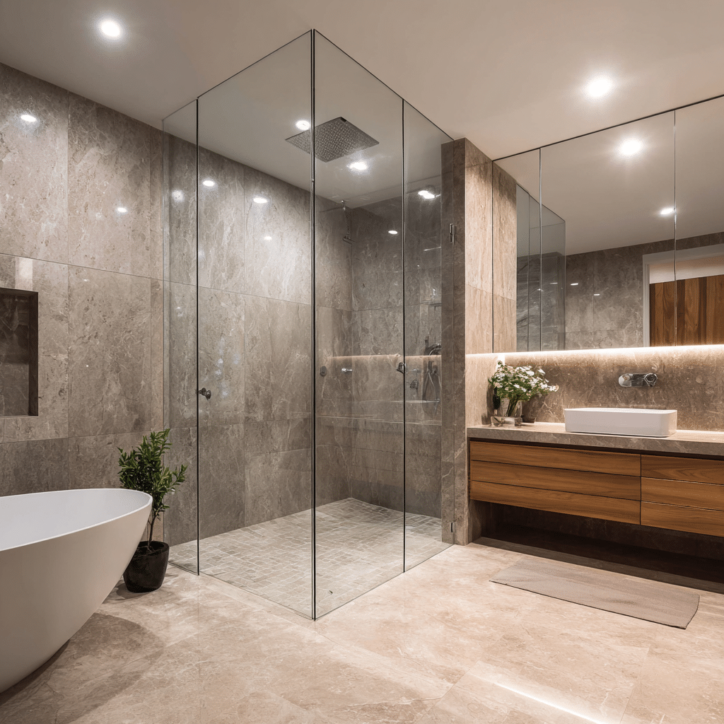 20 Minimalist Bathroom Design Ideas for a Calm, Clutter-Free Space 4 u7331937832 Choose Frameless Glass Shower Screens Clear frame 2b59e43b 07b7 4822 bb20 84b75f3be81c 0