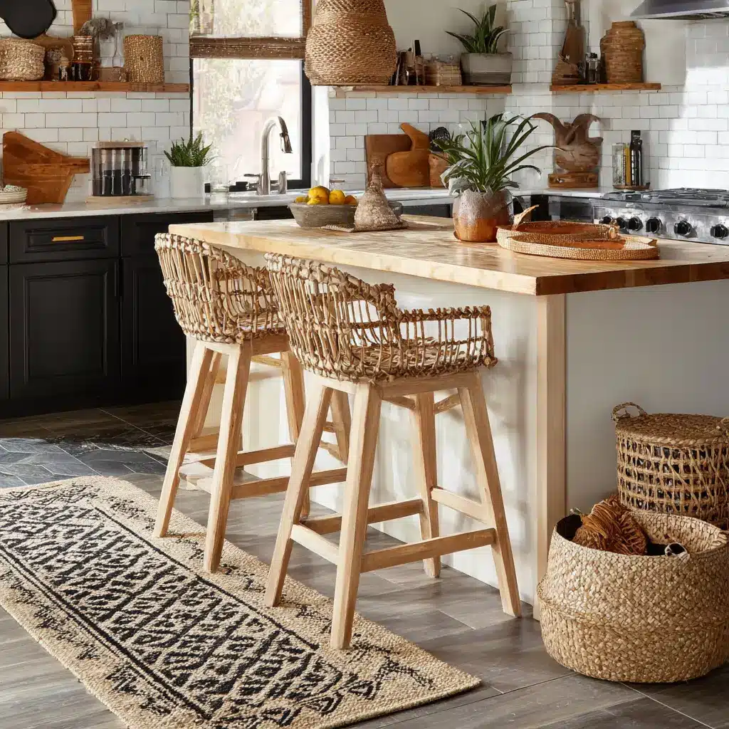 Transform Your Space with These Boho Kitchen Ideas 5 u7331937832 Choose Natural Earthy Materials Think rattan bar 9a65676f 0326 4787 aa28 9dd4da930502 2