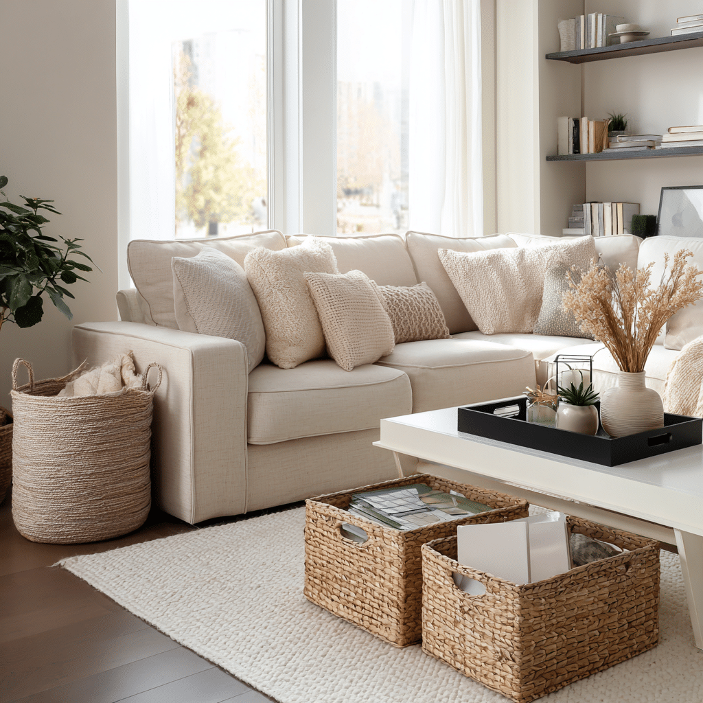 15 Living Room Ideas for Small Spaces: Make the Most of Every Inch 15 u7331937832 Hide the Clutter A clutter free space instantly f 898ffb41 bbd5 4ee5 adb8 c01d5a77f5c0 0