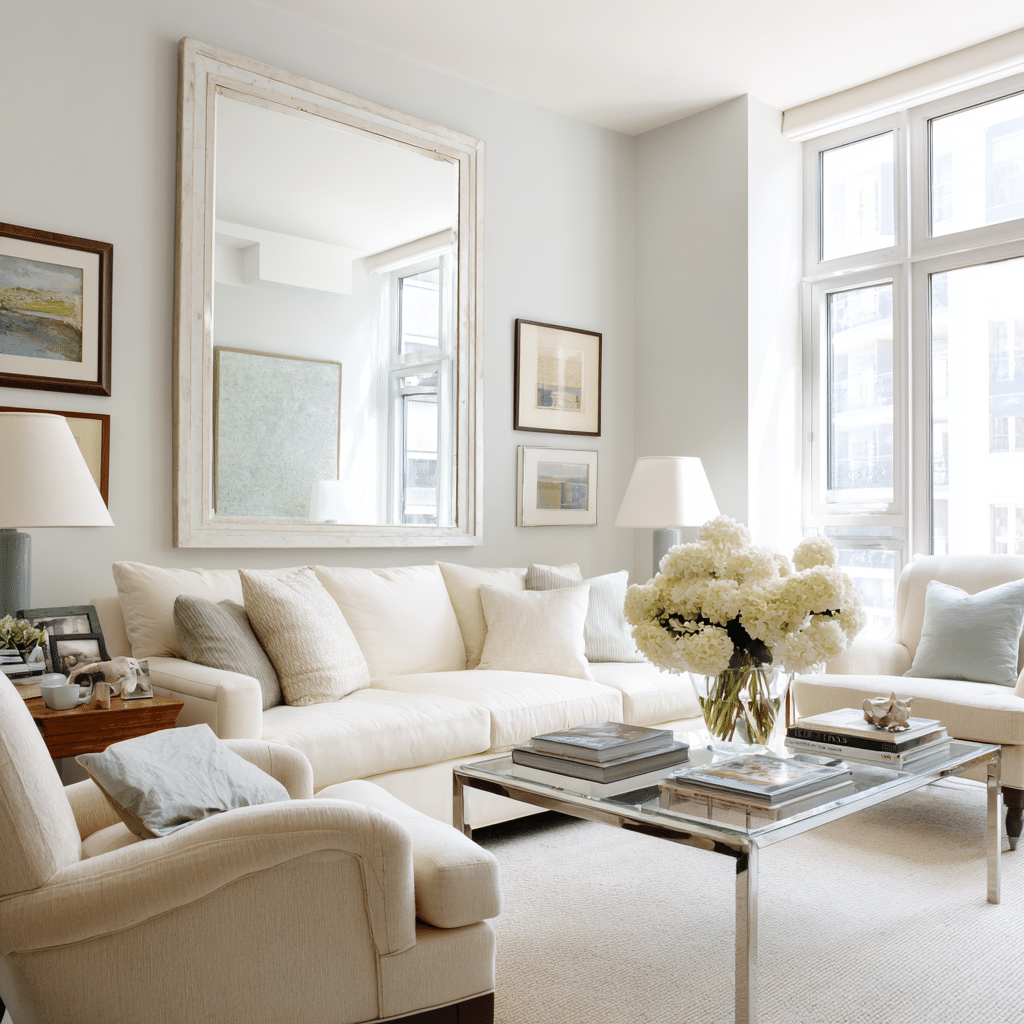 15 Living Room Ideas for Small Spaces: Make the Most of Every Inch 9 u7331937832 Opt for Light Colors and Mirrors Light neutral co 7f3b5522 7c1c 4796 b19f 5952b97bc5e1 2