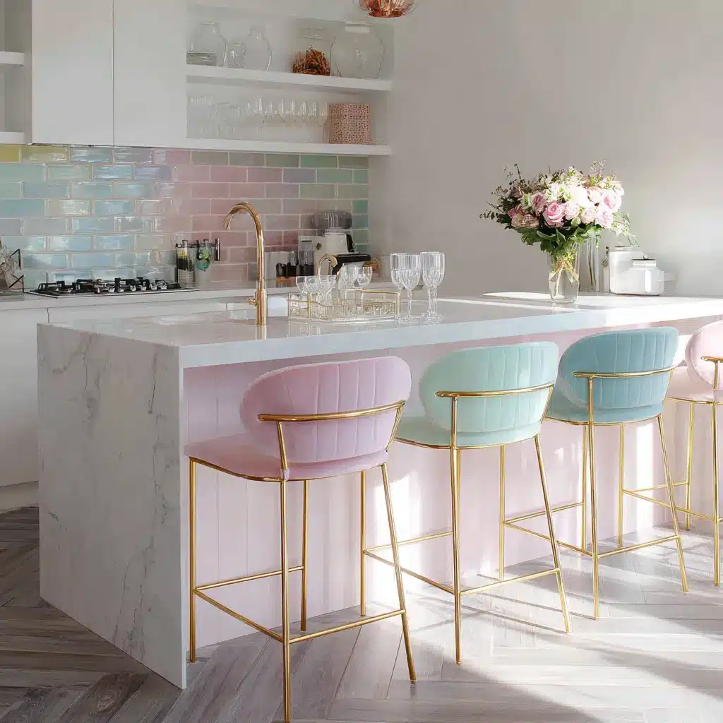 20 Girly Kitchen Ideas for a Cute and Cozy Space 16 u7331937832 Pick Fun Bar Stools Go for pastel or velvet bar s fa0eb647 ffb7 4532 8e54 def3288ec404 0