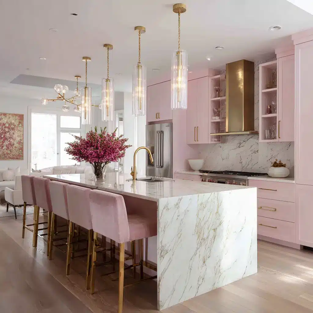 20 Girly Kitchen Ideas for a Cute and Cozy Space 12 u7331937832 Upgrade Your Lighting Think about adding a statem 1e3729fb 7c9a 4763 a811 73596dd799c0 2