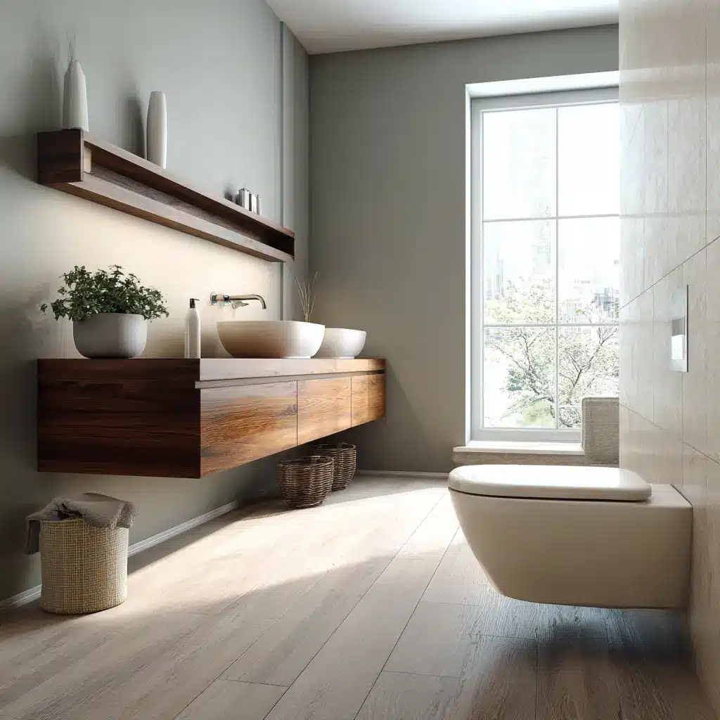 20 Minimalist Bathroom Design Ideas for a Calm, Clutter-Free Space 3 u7331937832 Use Wall Mounted Fixtures Floating vanities and w a5a42504 6220 4151 9177 f2adf81b915d 0