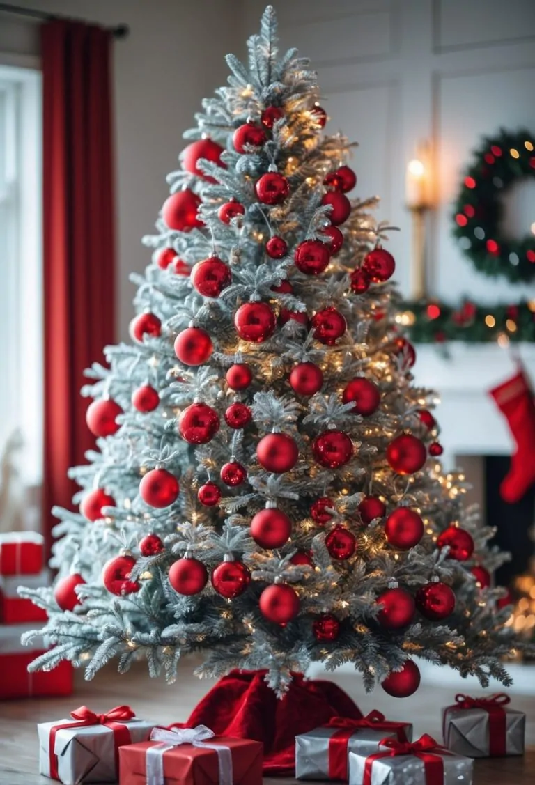 Red and Silver Christmas Tree 2025