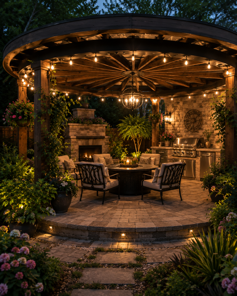25 Circular Patio Ideas for Stylish Modern Outdoor Living 11 Circular Patio Cover