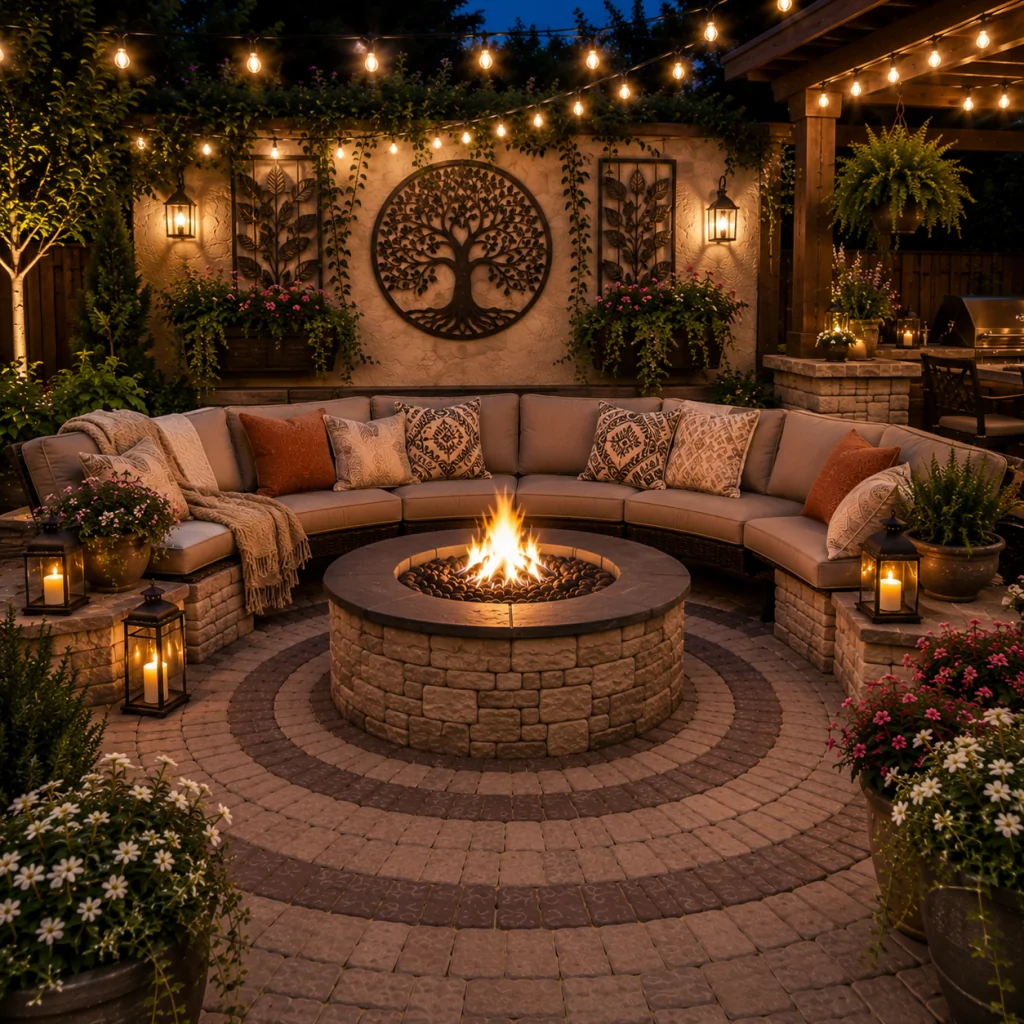 25 Circular Patio Ideas for Stylish Modern Outdoor Living 23 Circular Patio Fire Pit