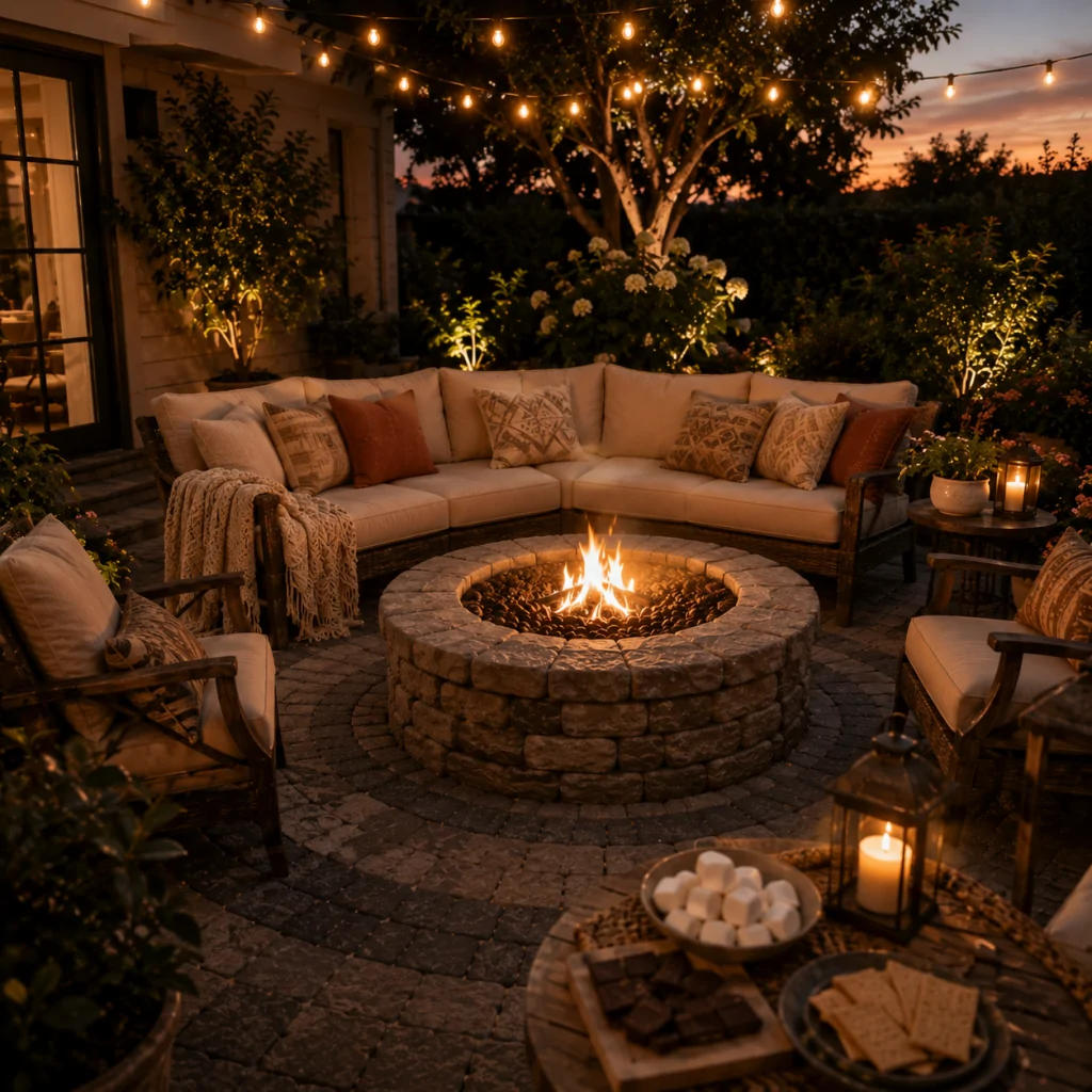 25 Circular Patio Ideas for Stylish Modern Outdoor Living 4 Fire Pit