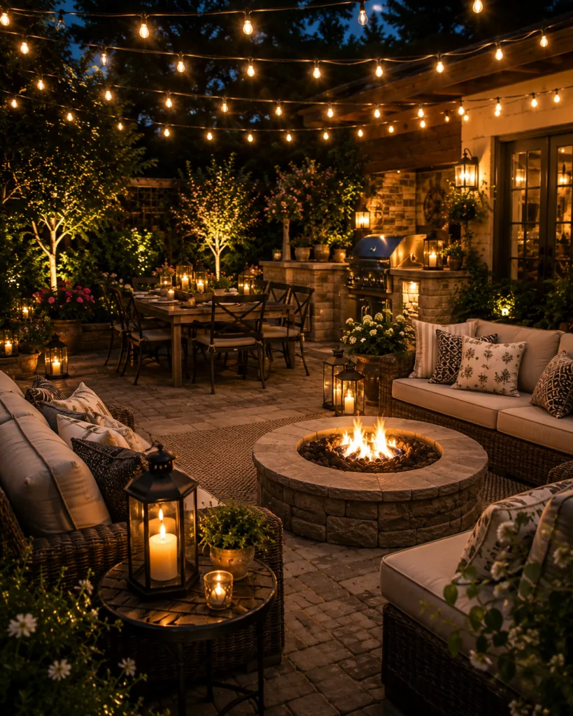 25 Circular Patio Ideas for Stylish Modern Outdoor Living 12 Outdoor Lighting