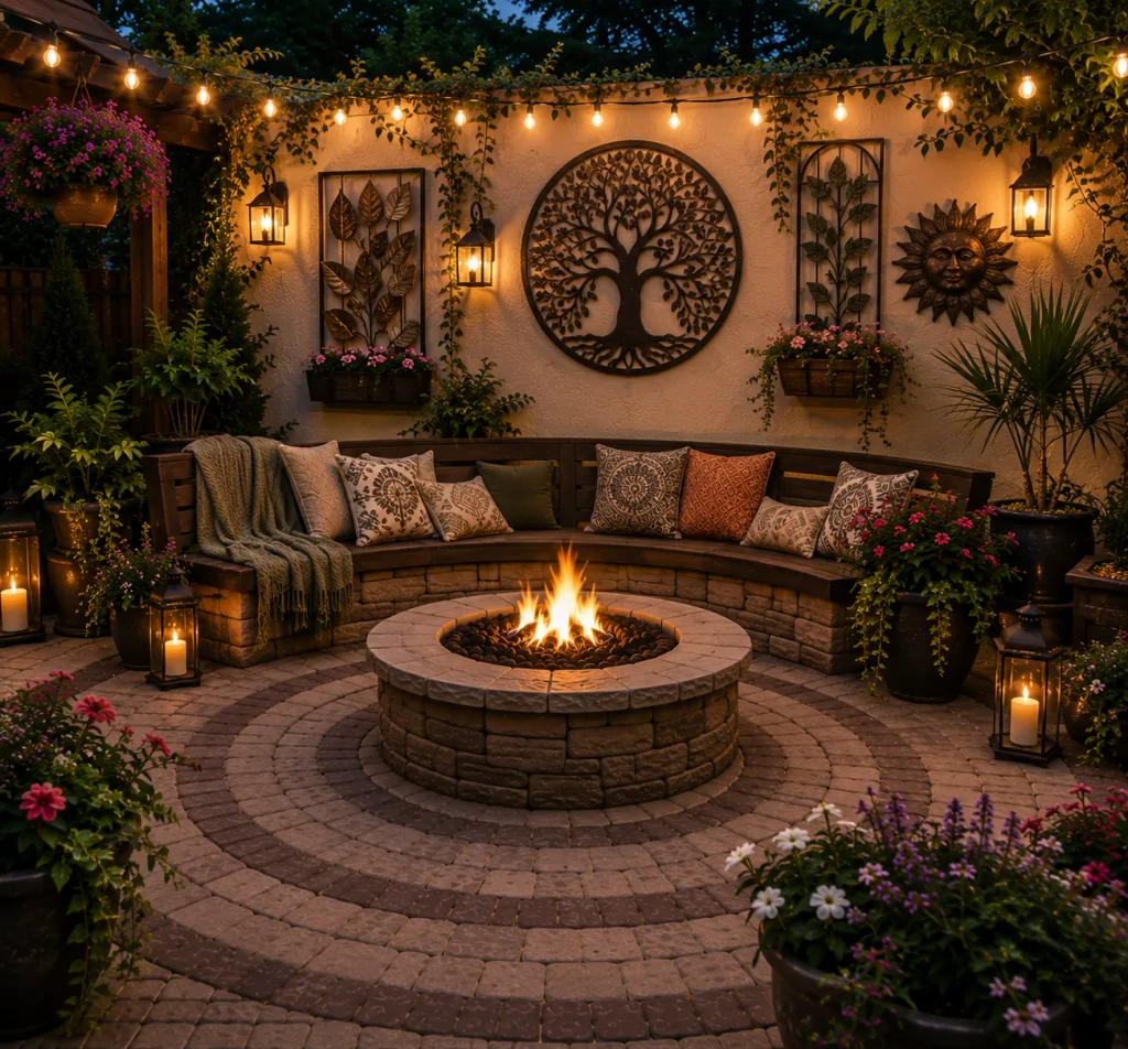 25 Circular Patio Ideas for Stylish Modern Outdoor Living 22 Outdoor Wall Art