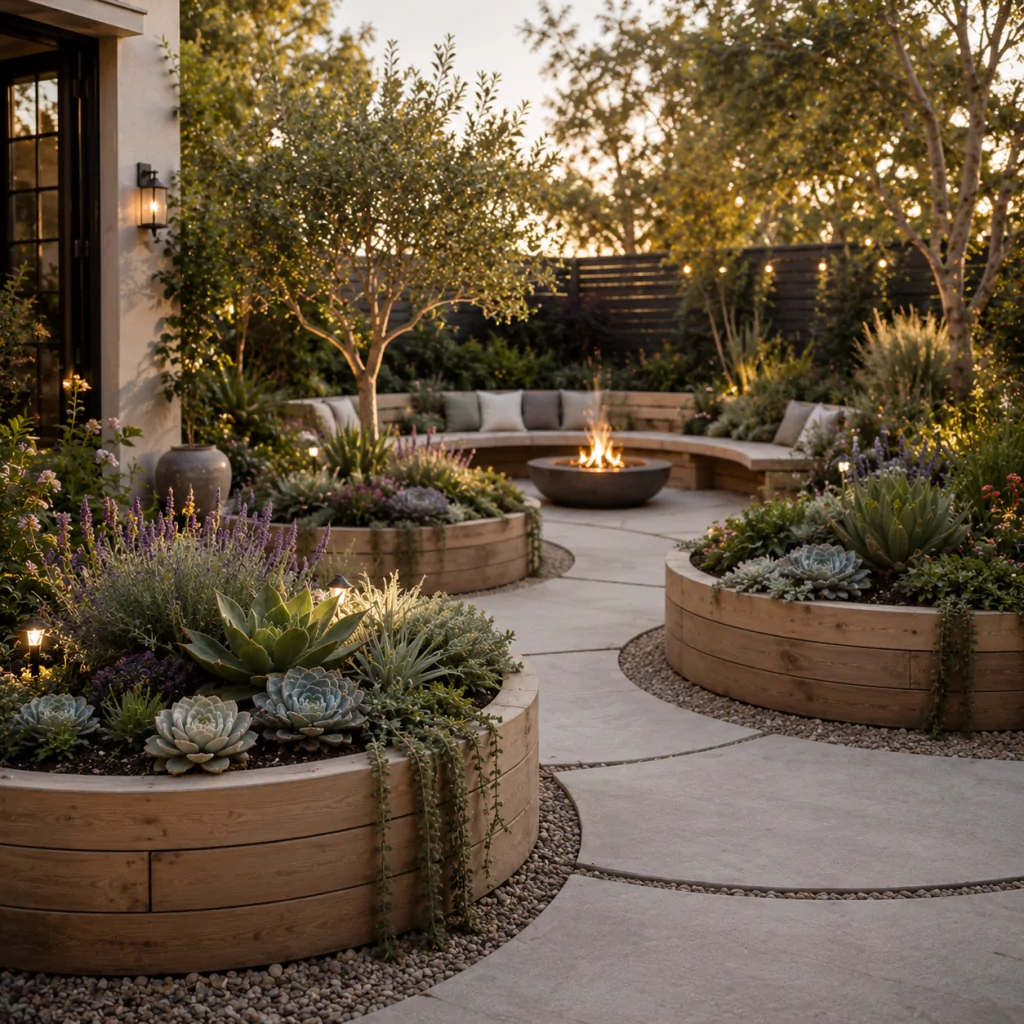 28 Modern Curved Garden Design Ideas For Outdoor Retreats 4 Round Planter Boxes
