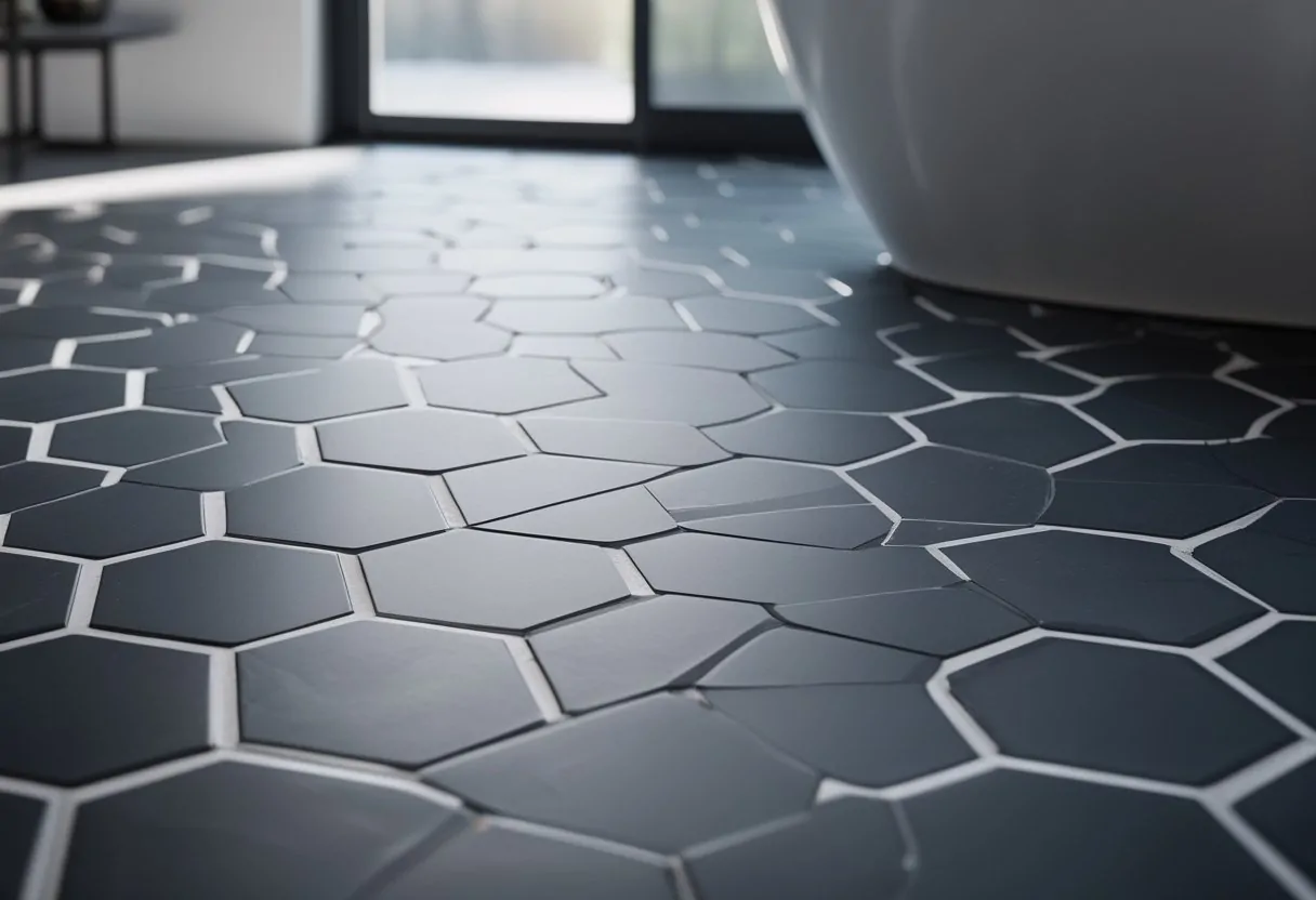 10 Stunning Black Bathroom Ideas For A Chic And Low Maintenance Space 1 black bathroom ideas matte hex tile flooring with white grout lines modern design