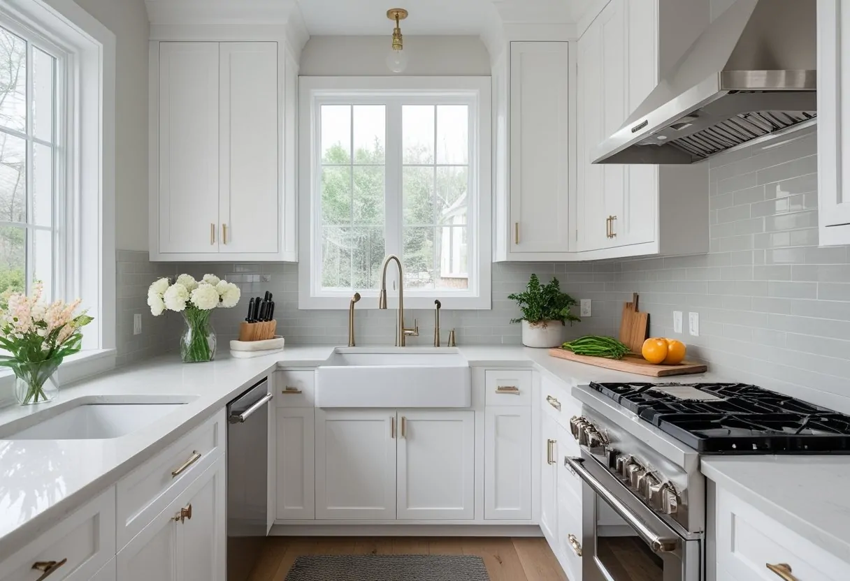 15 Stunning DIY Kitchen Remodel Ideas For Budget Friendly Upgrades And Weekend Projects 9 diy kitchen remodel ideas finishing touches white cabinets marble countertop fresh flowers window