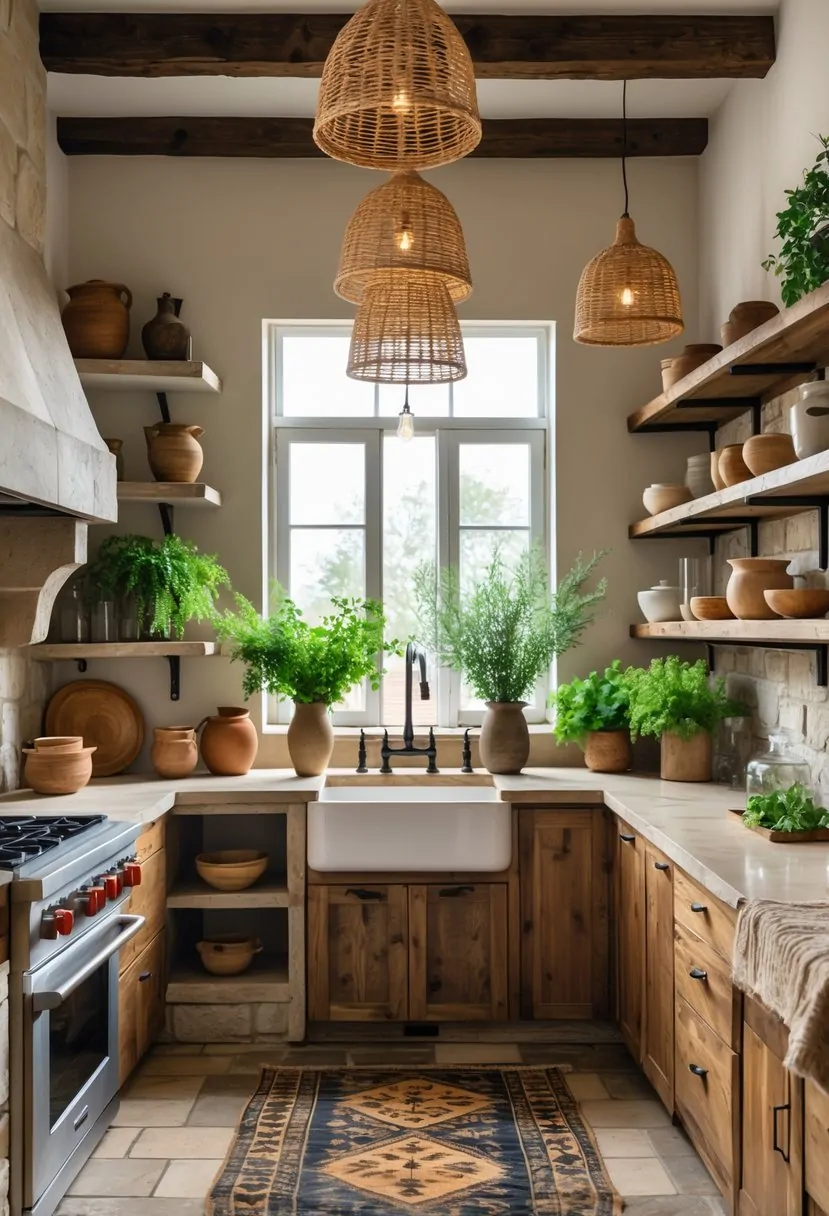 Eclectic Kitchen Design with Natural Textures