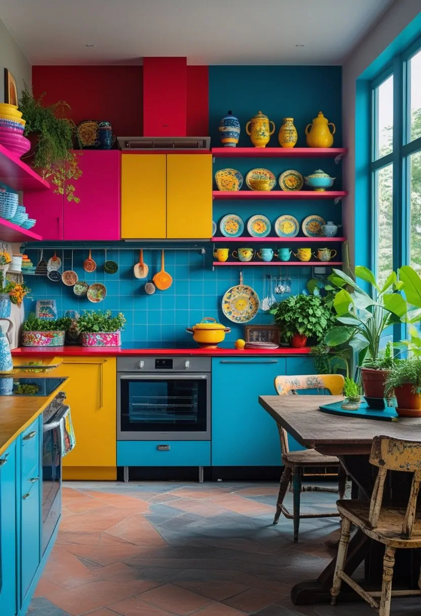 Color-Drenched Eclectic Kitchen