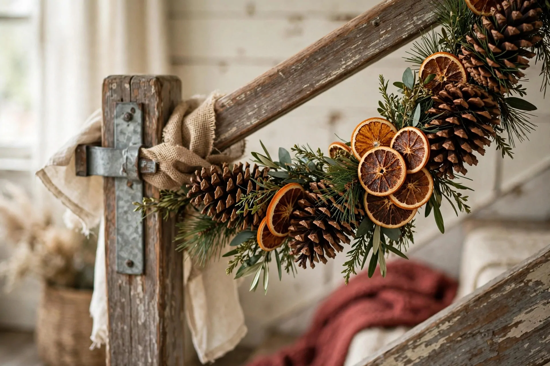 24 Farmhouse Christmas Decor Ideas (Rustic and Cozy) 7 Rustic wooden Merry Christmas sign leaning on farmhouse mantel