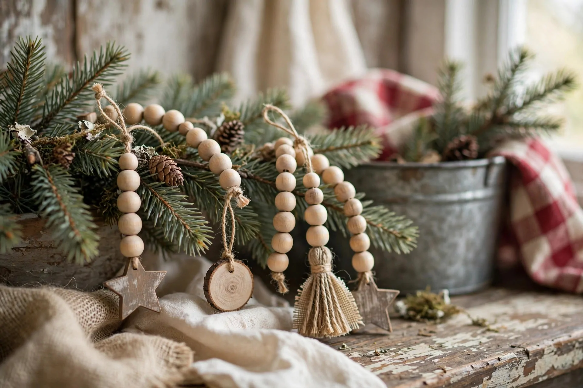 24 Farmhouse Christmas Decor Ideas (Rustic and Cozy) 19 Rustic twig star tree topper on farmhouse Christmas tree